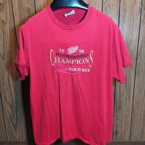 Red Western Conference Champions Back To Back Shirt 1998 Vintage Lee Sport Large
